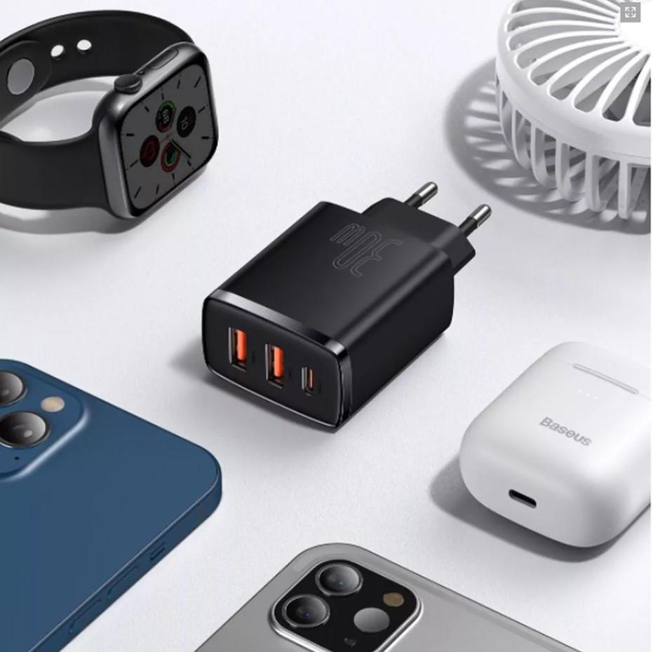Зарядное устройство для Baseus Compact Quick Charger 30 W/1Type-C + 2USB Black - фото 5 Зарядное устройство для Baseus Compact Quick Charger 30 W/1Type-C + 2USB Black - фото 5
