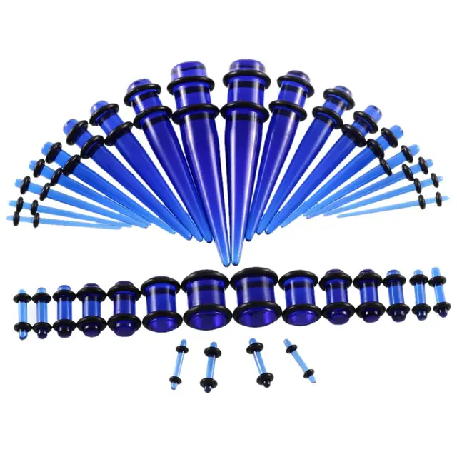 Плаги и растяжки конусные для тоннелей в уши 18 пар 36 шт. Синий прозрачный (13079292)