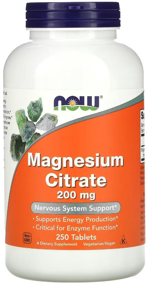 Магний цитрат NOW Foods Magnesium Citrate 200 мг 250 таблеток