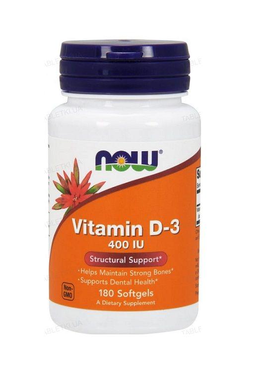 Витамин D-3 Now Foods Vitamin D-3 400 МО в м'яких капсулах №180 (18602)