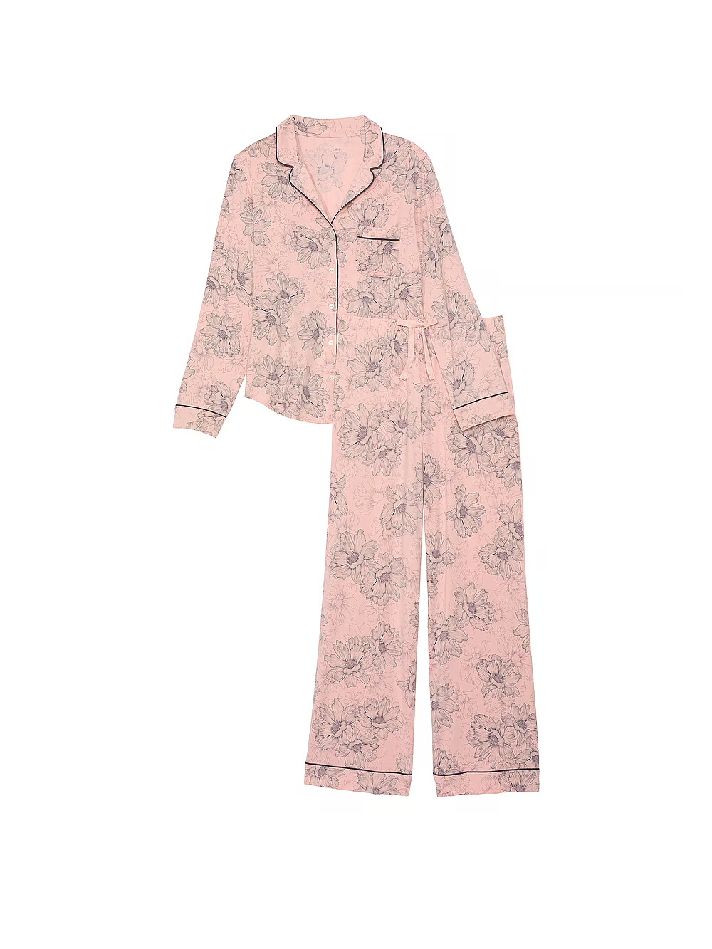 Піжама жіноча Victoria's Secret Modal Long Pajama Set модал M Рожевий (22415287) - фото 4