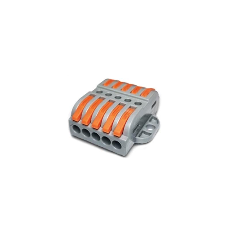 Клемма проходная Tactix 0,5-4 мм2 32А 5х1-5х1 одинарная 39,3х40,3х14,5 мм рычаг крепеж 4 мм Оранжевый (CT223-5P)