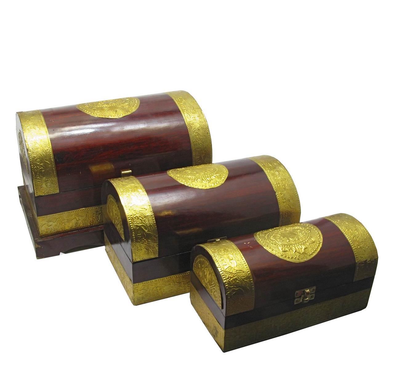 Шкатулкаи с чеканкой дерево 3 шт. Розовый