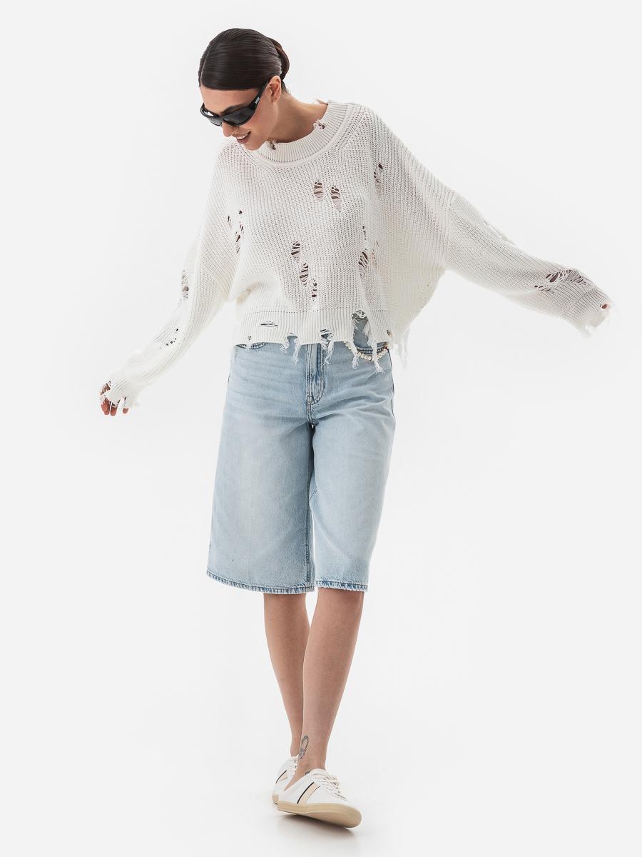 Свитер женский с рваным эффектом SVTR р. 42-50 Молочный (562) - фото 10