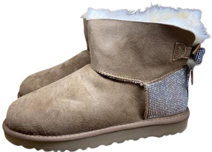 Уггі міні замшеві UGG Mini Bailey Bow Glitz Brown Коричневий (28584)