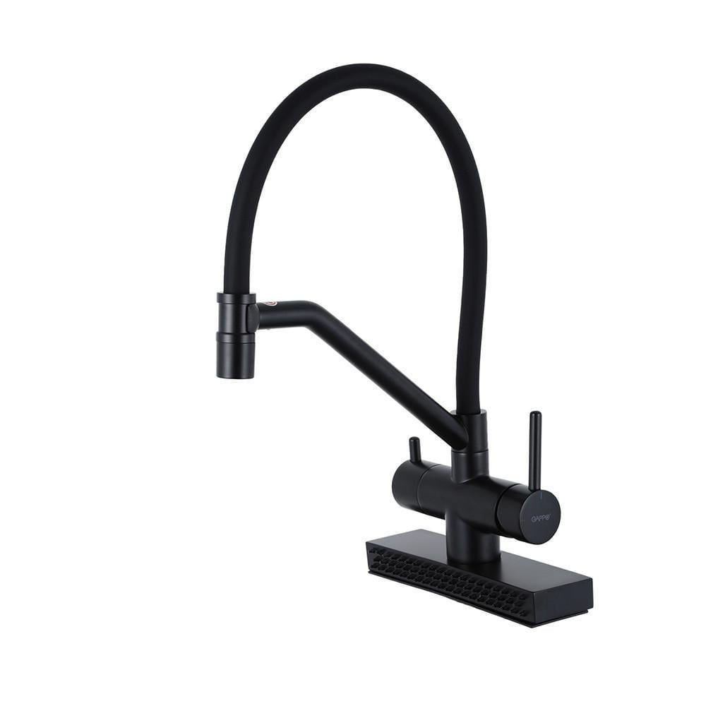 Смеситель для кухни с водопадом Gappo G4098-6 гибкий излив Черный (1047626)