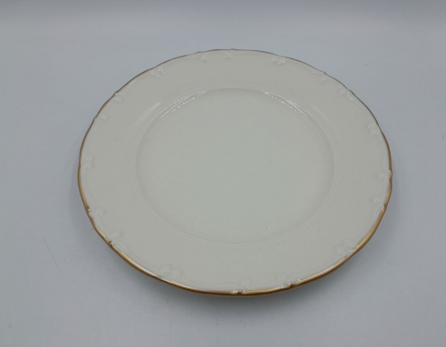 Тарелка десертная фарфоровая TULU с золотым ободком 19 см Белый (Gold-19)