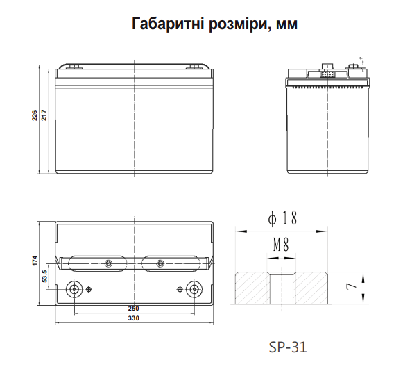 Аккумулятор гелевый Ventura VG 12-100 12 V 100 Ah Серый (12988763) - фото 2