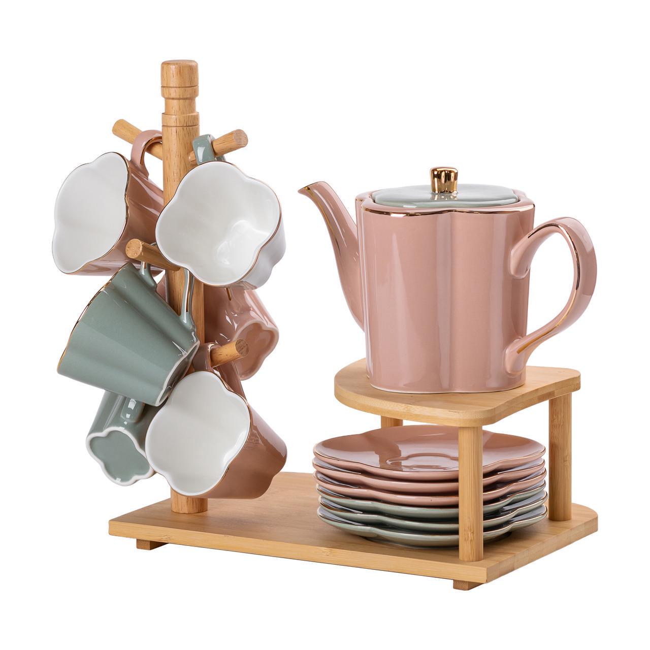 Чайний сервіз з бамбуковою підставкою на 6 персон (HP-15-25) - фото 5 Чайний сервіз з бамбуковою підставкою на 6 персон (HP-15-25) - фото 5