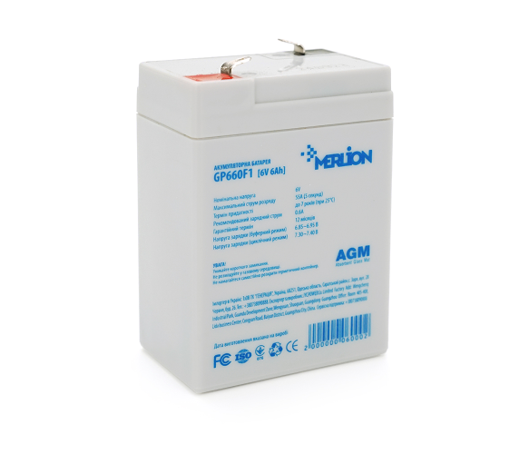Акумуляторна батарея для систем резервного живлення Merlion GP660F1 6V 6Ah White