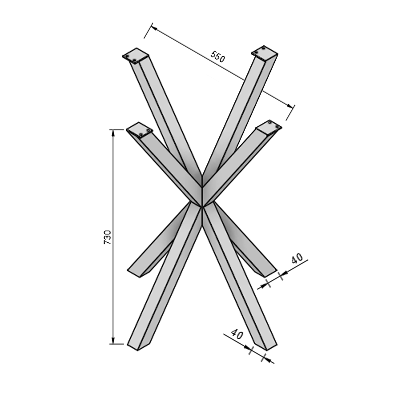 Каркас для стола из металла 550х550 мм H 730 мм Золотой (1196) - фото 5