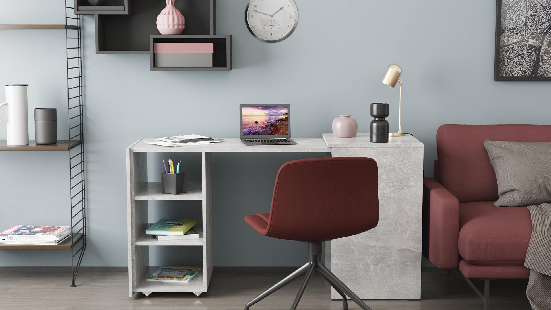 Стіл-тумба трансформер Ferrum-decor Смарт 1/1 ДСП 16 мм 750x1450x500 мм Бетон (FRD-105073) - фото 9 Стіл-тумба трансформер Ferrum-decor Смарт 1/1 ДСП 16 мм 750x1450x500 мм Бетон (FRD-105073) - фото 9