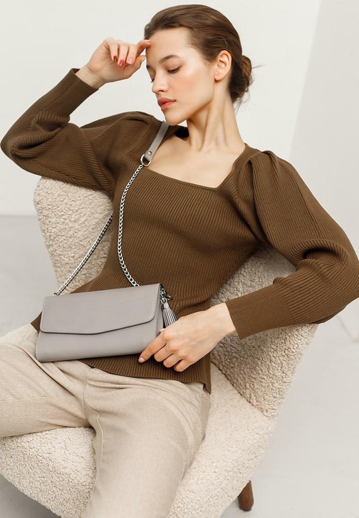 Жіноча сумка шкіряна Еліс Сірий (A-026404) Жіноча сумка шкіряна Еліс Сірий (A-026404)