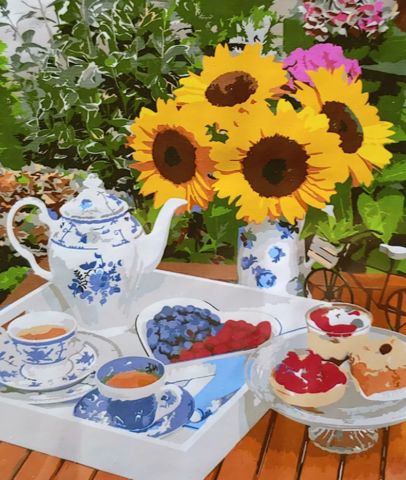 Картина по номерам Strateg Сладкое с чаем с лаком и уровнем 40x50 см (SY6672)