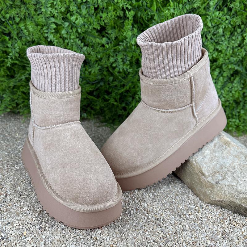 Уггі жіночі замшеві на платформі Е-005012-3-1 p. 37 23,5 см Бежевий