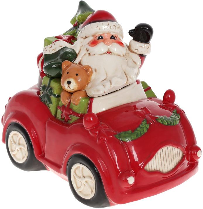 Банка керамическая для сладостей машина с сантой 4,5л Банка керамическая для сладостей машина с сантой 4,5л