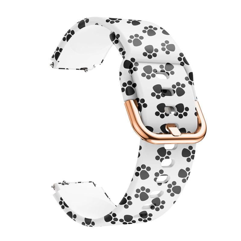 Ремешок для смарт-часов Sport Style для Amazfit Bip Lite S U/GTS 2/3/4 Mini/GTR силиконовый 20 мм L с рисунком След лапы собаки Белый (2210P)