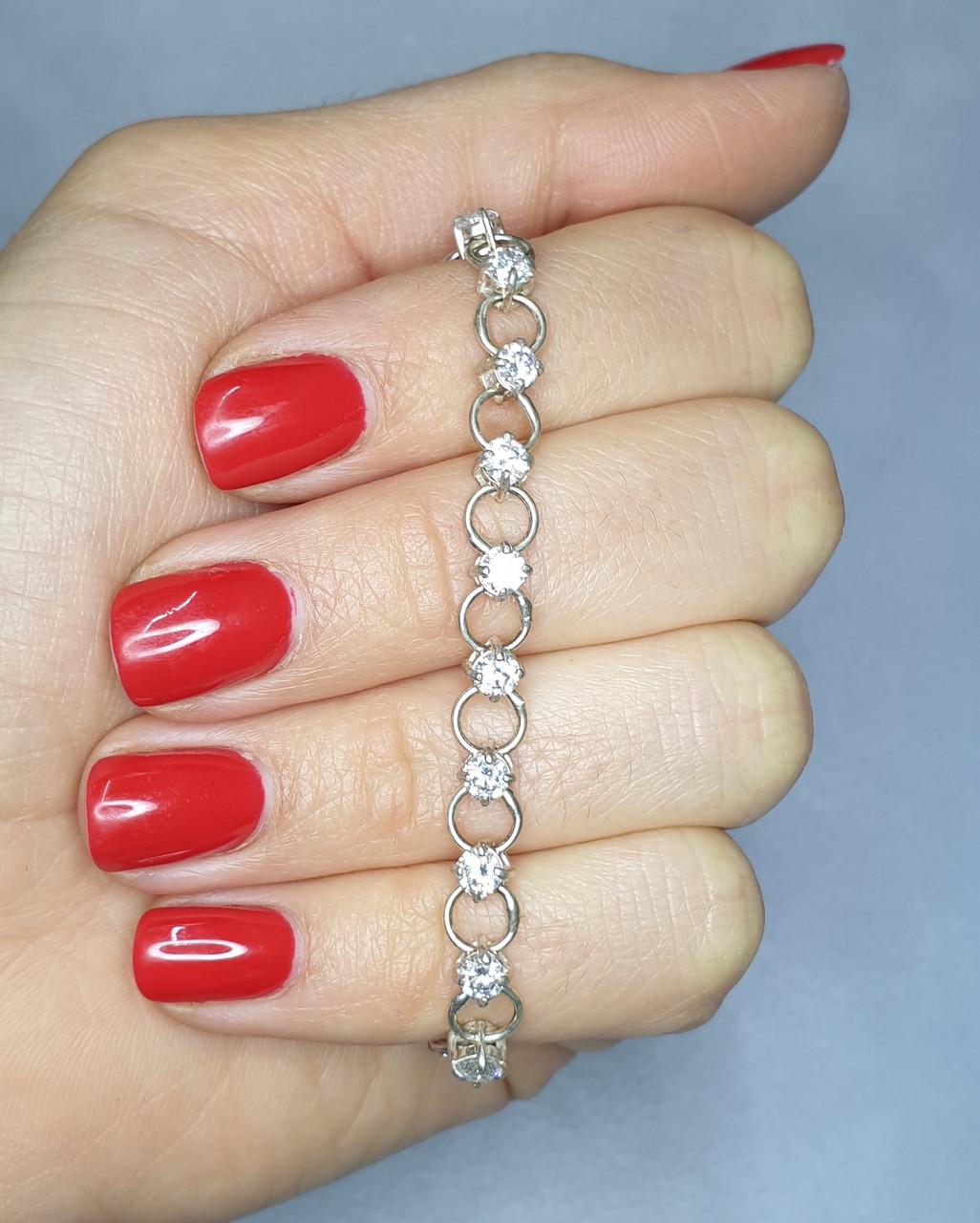 Браслет серебряный с кубическим цирконием Нежность р. 18,5 6,44 г