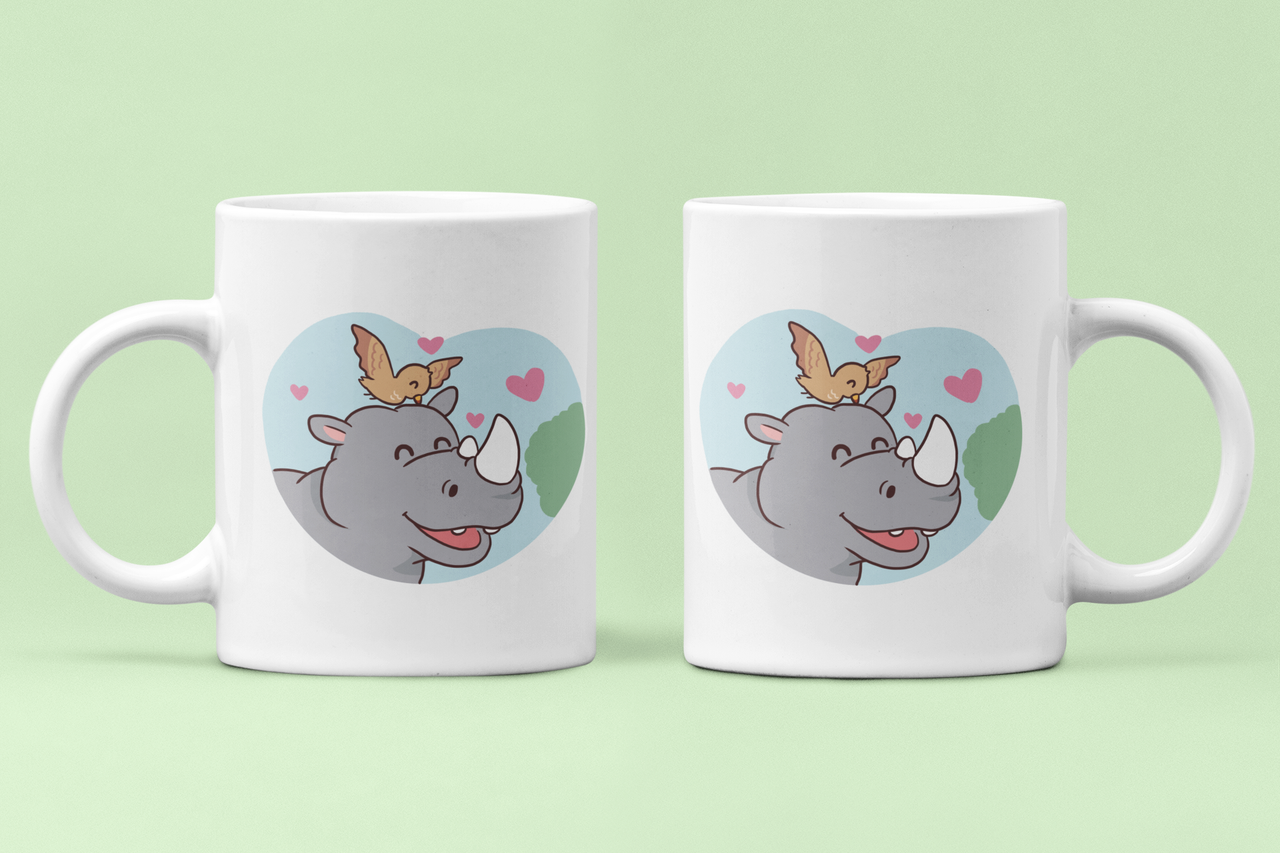 Чашки парные Носорог для влюбленных 330 мл Белый (ВЛ176Ч)
