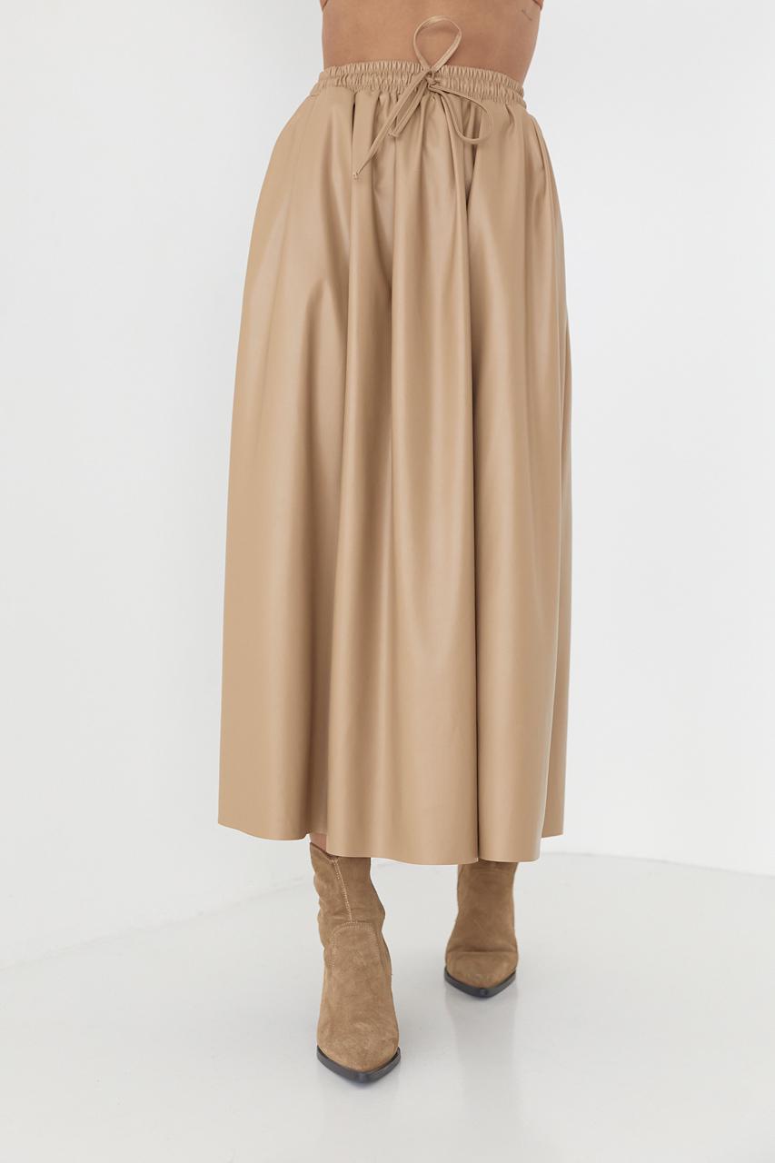 Юбка фасона полусолнце из экокожи L Светло-коричневый (12561691)