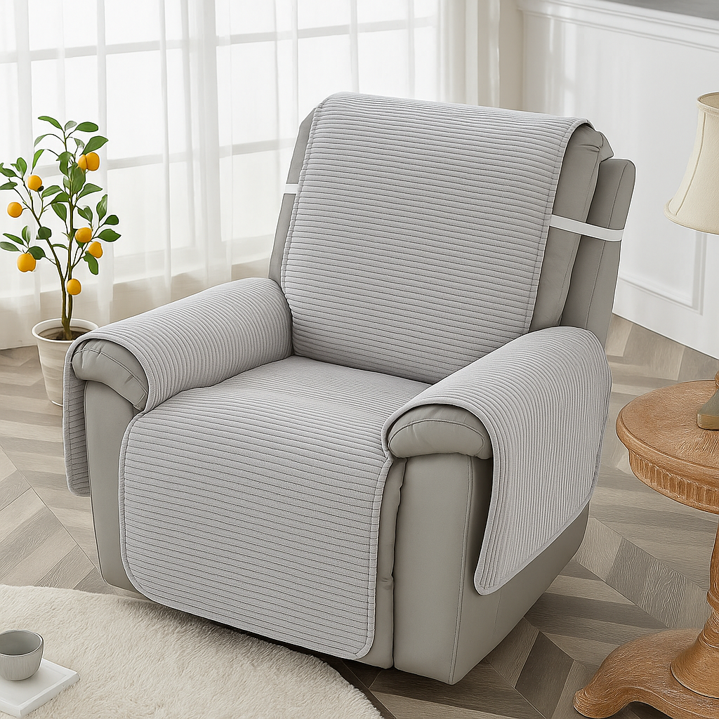 Набор чехлов для односпального кресла Slavich мебельный велюр 53 × 100/53 × 91/56 × 56 см х 2 шт Светло-серый