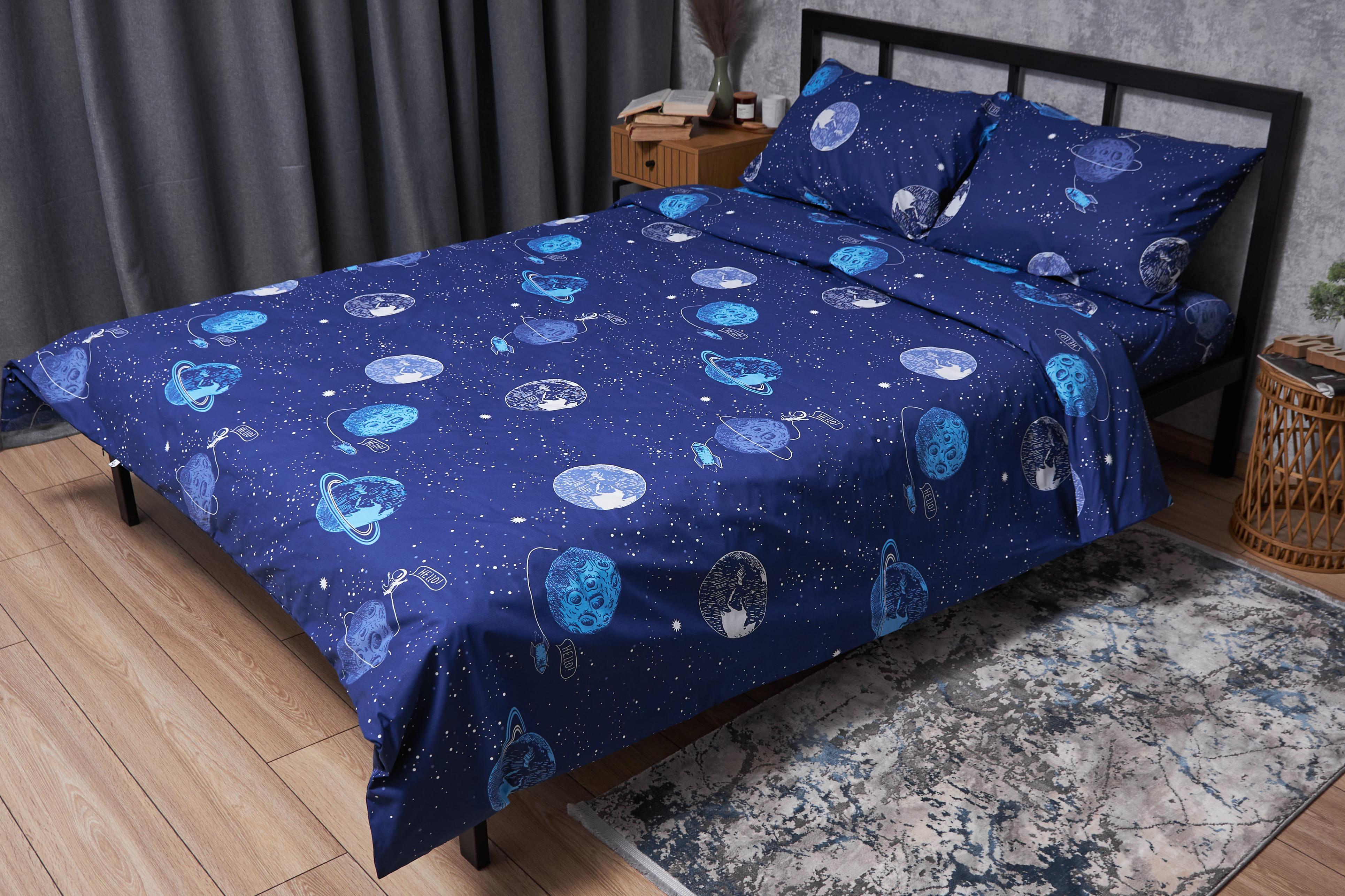 Комплект постельного белья Moon&Star Gold Люкс Planets бязь king size 220x240 см наволочки 2 шт. (MS-820004797)