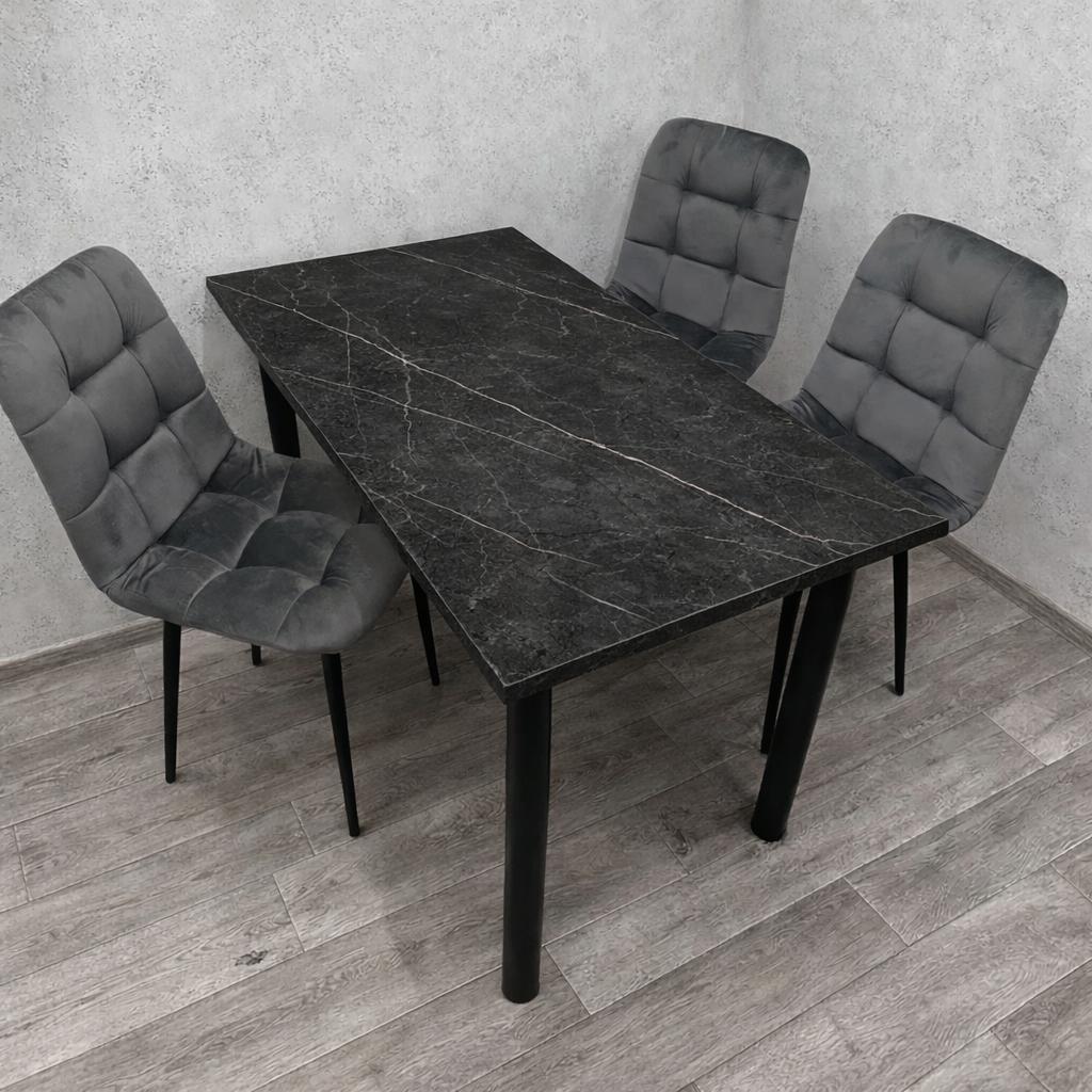 Стол обеденный SmartShop на 6 человек с регулировкой высоты ножек 1200x700x730 мм Черный мрамор (31912678)