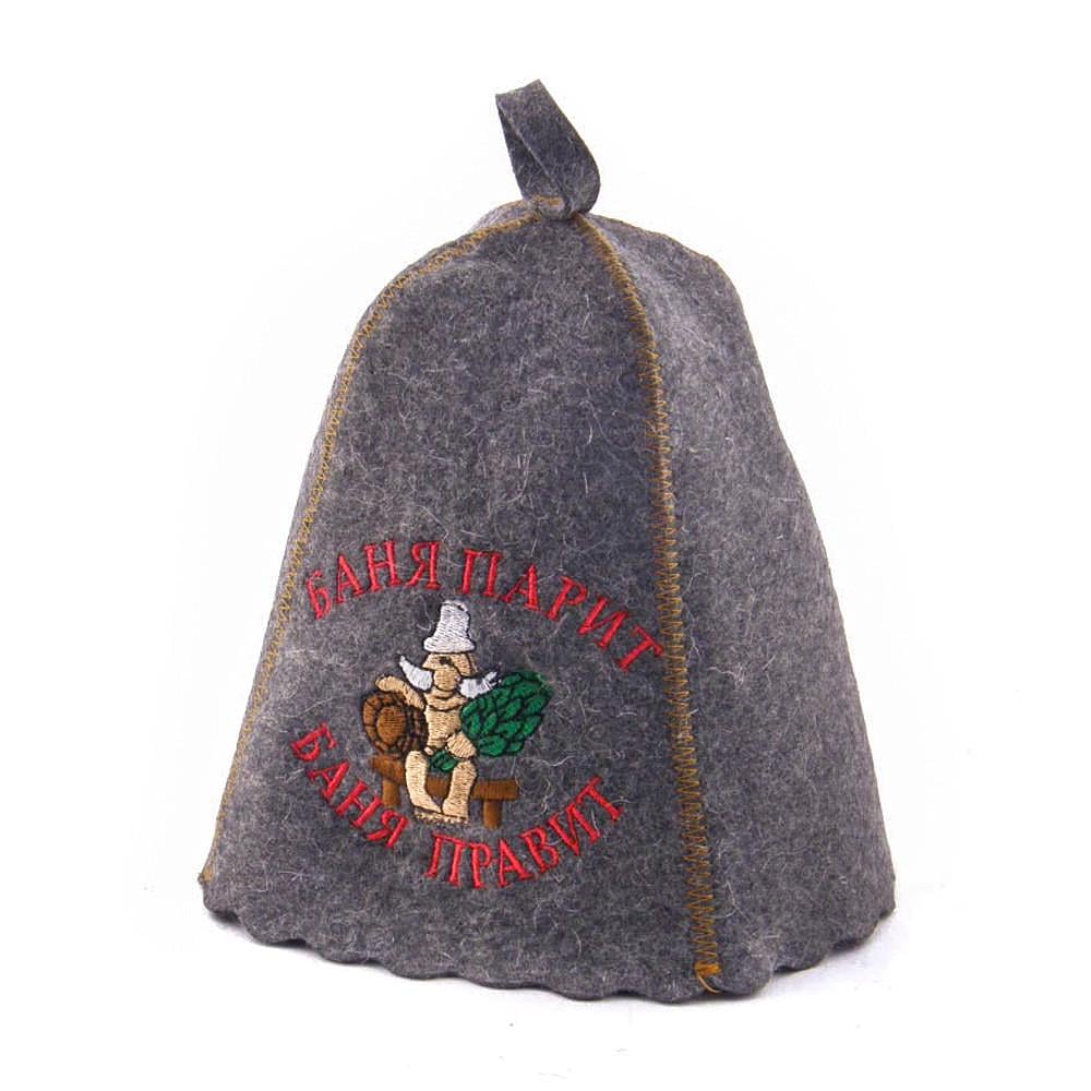 Банная шапка Luxyart "Баня парит, баня правит" натуральный войлок Серый (LA-217) Банная шапка Luxyart "Баня парит, баня правит" натуральный войлок Серый (LA-217)
