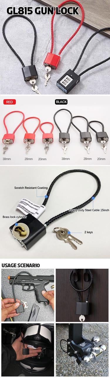 Замок навесной Solve с тросом 20 см Red (KT6009005) - фото 8 Замок навесной Solve с тросом 20 см Red (KT6009005) - фото 8