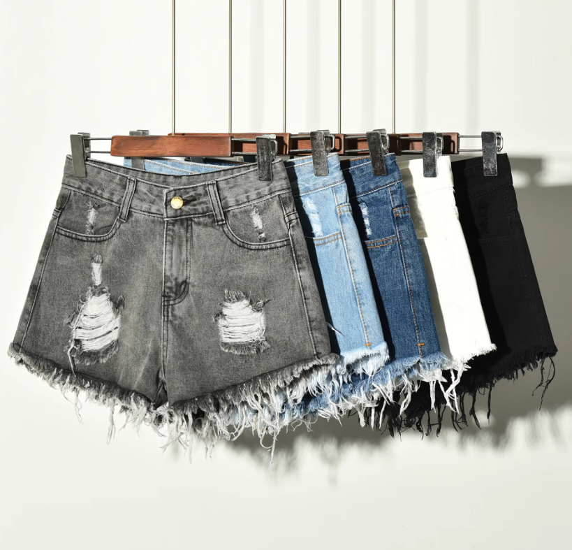 Шорты женские джинсовые высокая талия 4XL Голубой (ШД1236) - фото 2