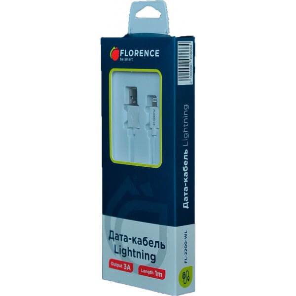 Кабель Florence Be Smart Lightning 3A 1 м White (FL-2200-WL) - фото 2