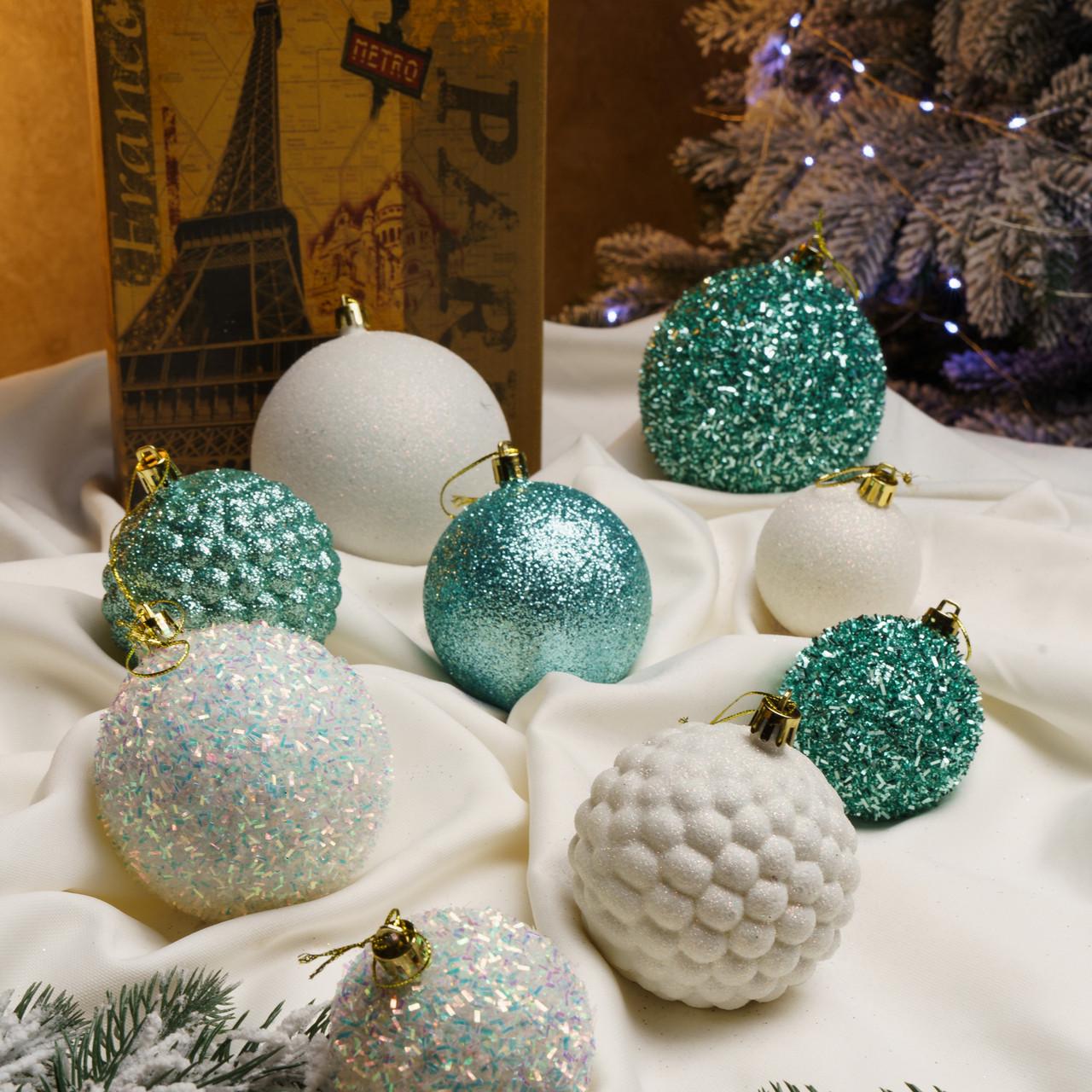 Набір іграшок ялинкових Блиск 40 шт. М'ятний (2765836624) - фото 4