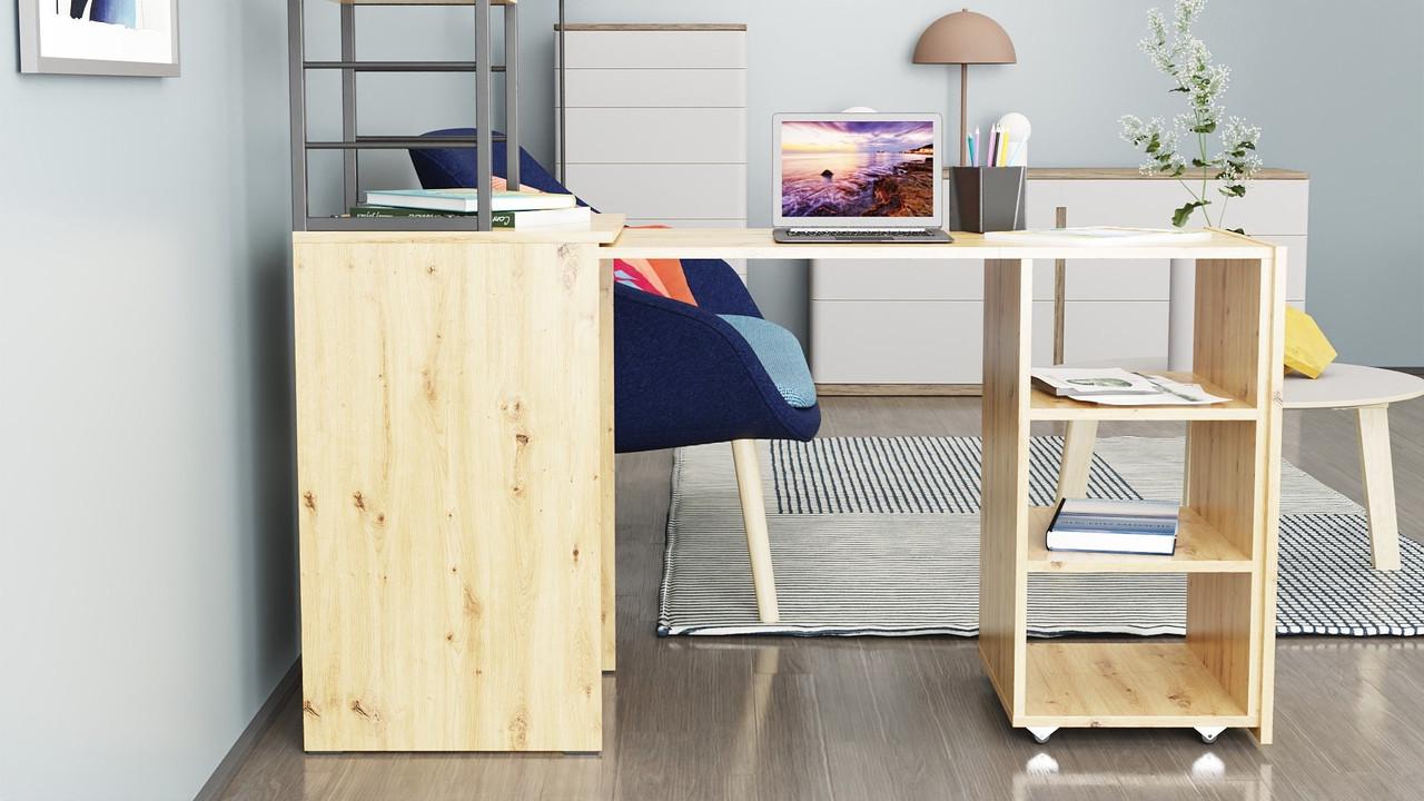 Стіл-тумба трансформер Ferrum-decor Смарт 4/1 з етажеркою метал/ДСП 16 мм 1430x1450x500 мм Чорний/Дуб Артизан (FRD-105128) - фото 10 Стіл-тумба трансформер Ferrum-decor Смарт 4/1 з етажеркою метал/ДСП 16 мм 1430x1450x500 мм Чорний/Дуб Артизан (FRD-105128) - фото 10