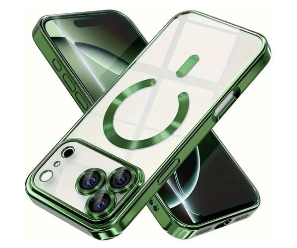Чехол силиконовый Fashion Shining для iPhone 17 Pro Max с поддержкой беспроводной зарядки Темно-зеленый