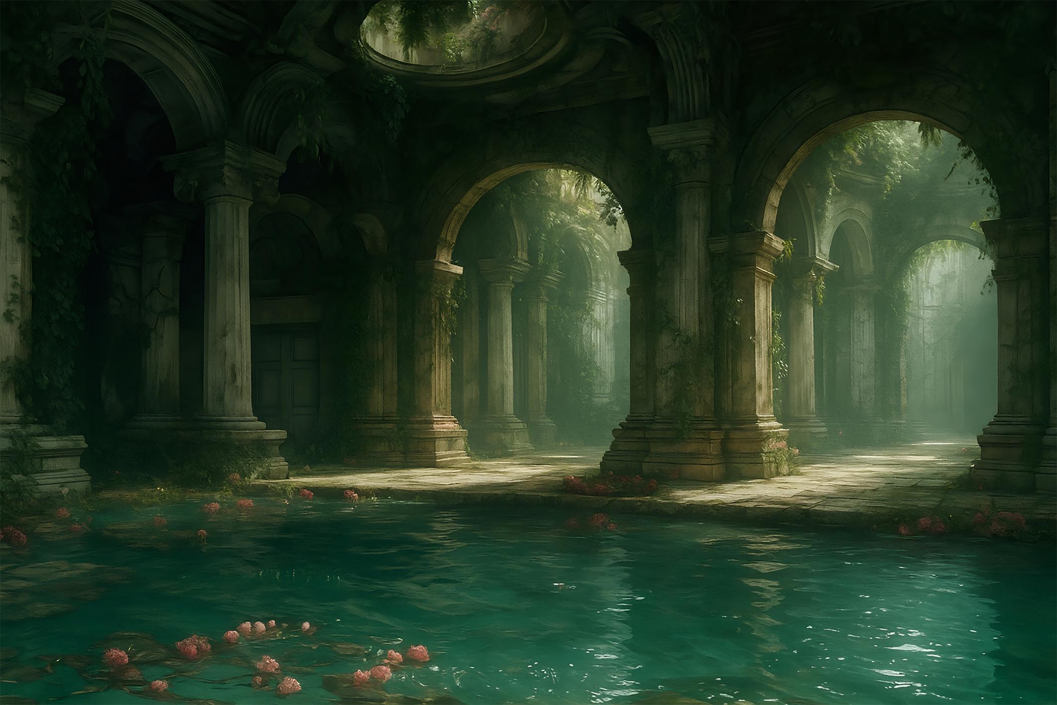 Фотообои флизелиновые Upstream Затерянный храм воды 180х120 см (VINT-014/2)