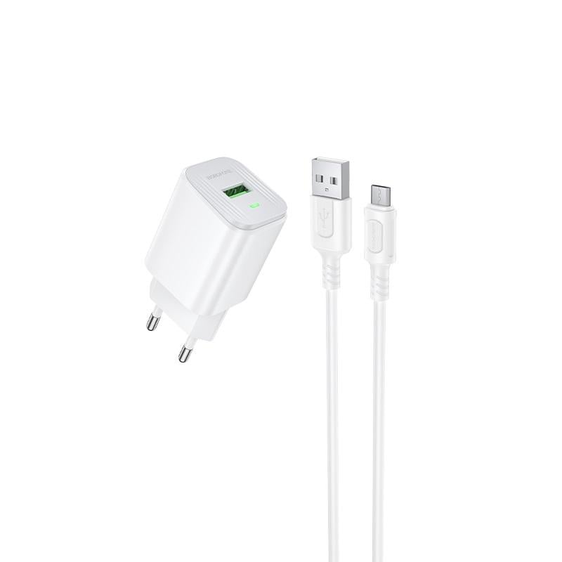 Зарядний пристрій мережевий Borofone BAS82A Star single port QC3.0 charger set Micro EU White (35226806)