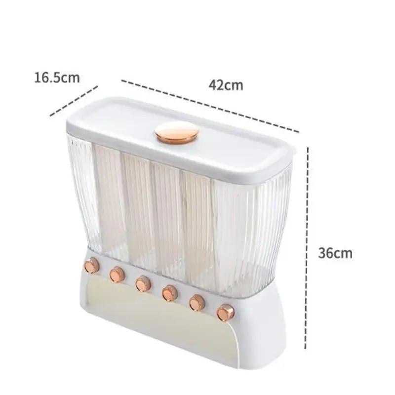 Диспенсер для круп та сипучих продуктів з дозатором на 6 відділень до 10 кг Білий (13304587) - фото 5