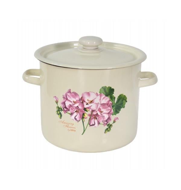 Кастрюля эмалированная без окантовки Epos Amazing flowers Пеларгония 7 л (22-66-002088)