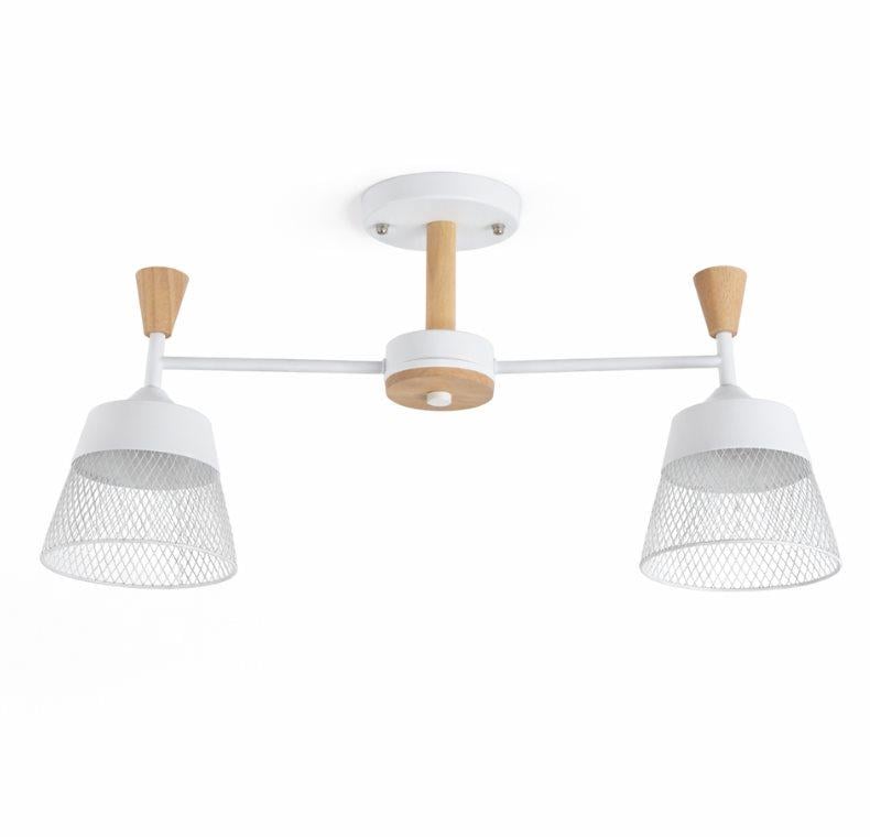 Люстра потолочная Valeso на 2 плафона с элементами дерева XL25020-2 для спальни и прихожей Белый