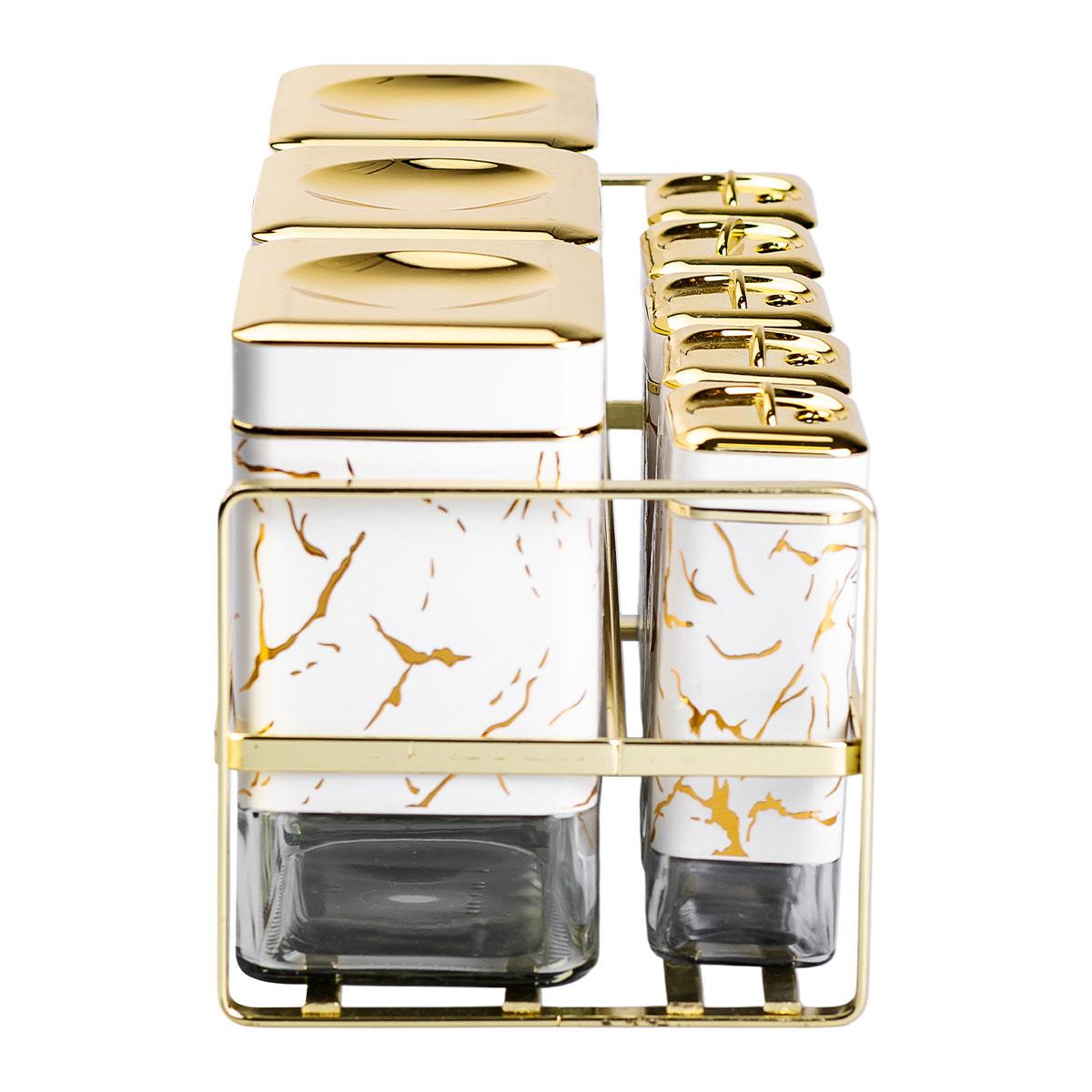 Набір для приправ та спецій на підставці з кришками 8 шт. Білий (HP-1365) - фото 3 Набір для приправ та спецій на підставці з кришками 8 шт. Білий (HP-1365) - фото 3