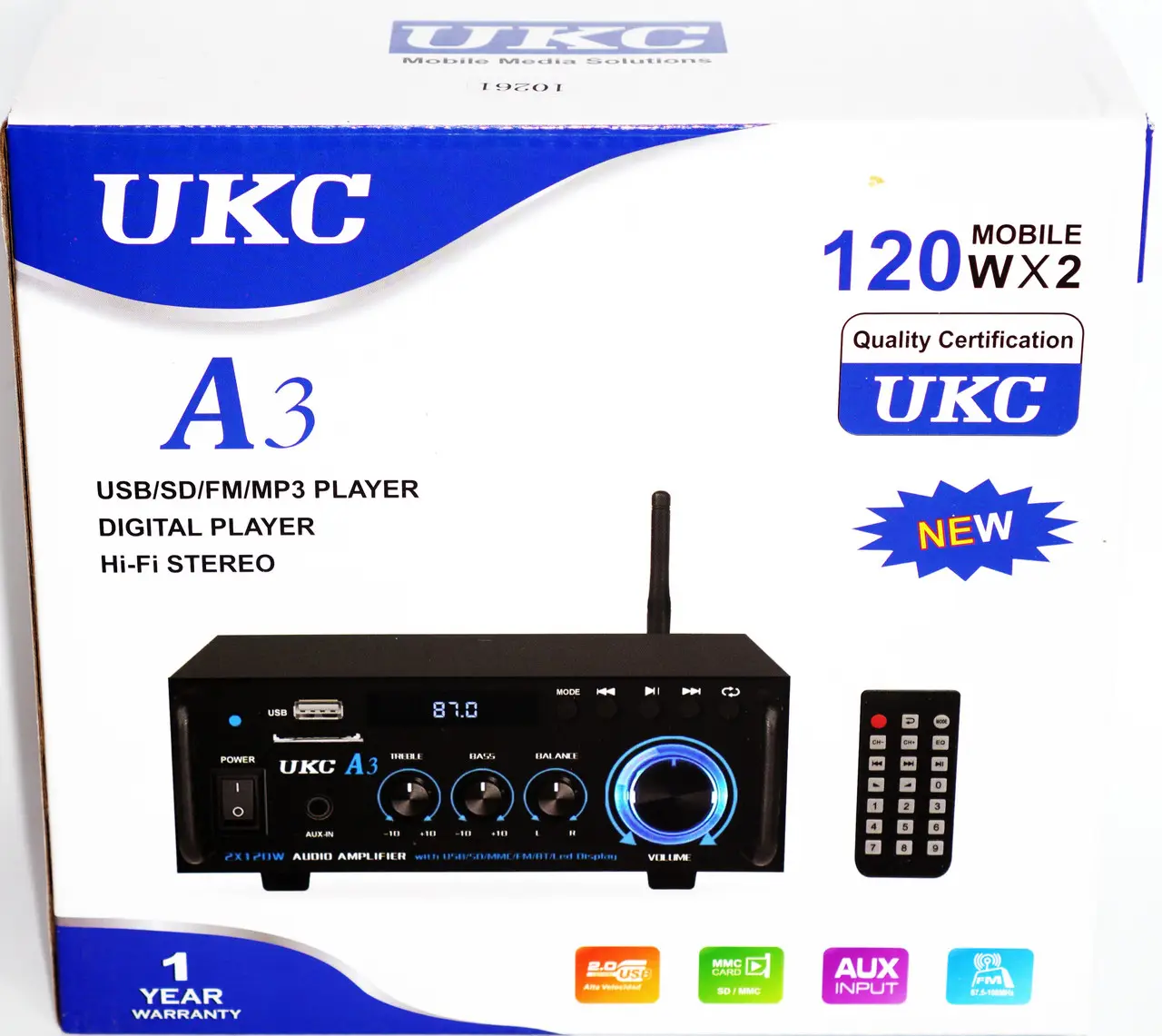 Підсилювач Bluetooth USB SD FM MP3 AUX 2х канальний 2x120W UKC A3 (29505885) - фото 6 Підсилювач Bluetooth USB SD FM MP3 AUX 2х канальний 2x120W UKC A3 (29505885) - фото 6