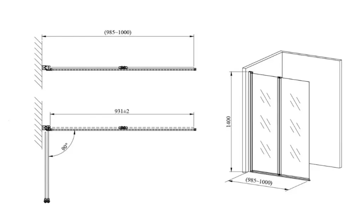 Шторка для ванни скляна AVKO Glass A542-2 100x140 Clear (5422100140) - фото 2