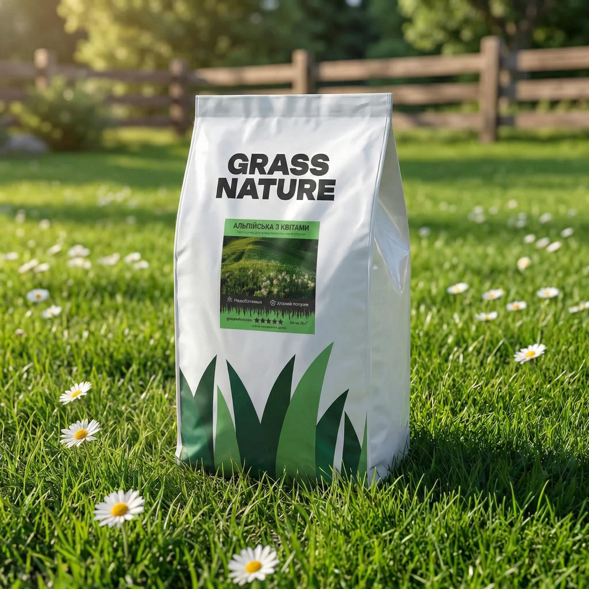 Насіння газонної трави GrassNature Альпійска з квітами 10 кг (24463298)