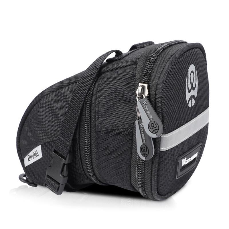 Сумка велосипедная West Biking 0707228 1,1L под седло Black с отражателями