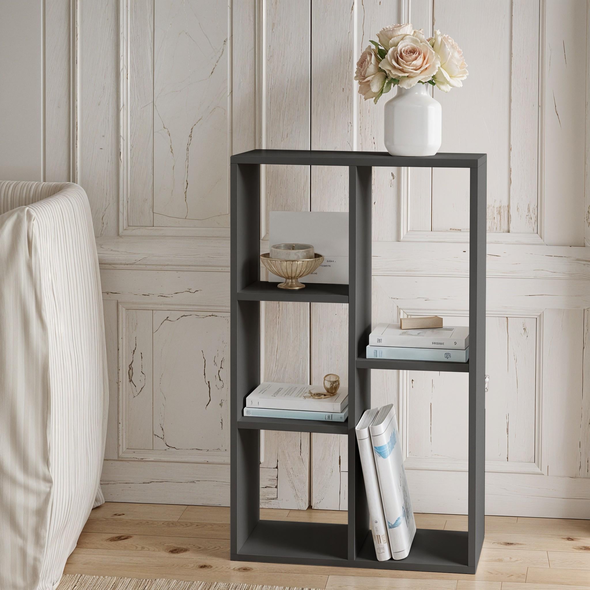 Стеллаж для книг и декора на 5 ячеек P-35 495x230x800 мм Антрацит