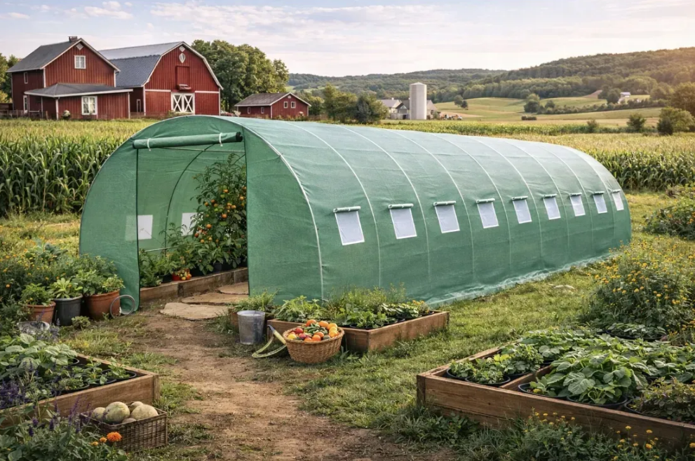 Теплица пленочная армированная FT-3X12X2-Z армированная 140 г/м² с UV‑фильтром с двумя входами 36 м² 3x12x2 м Зеленый