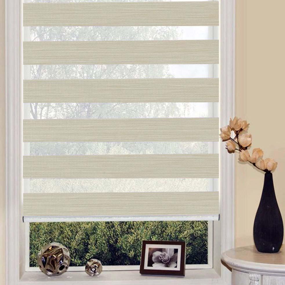 Ролета день-ночь TyulPan Лен с нижним фиксатором 130x170 см Бежево-оливковый (24342847)