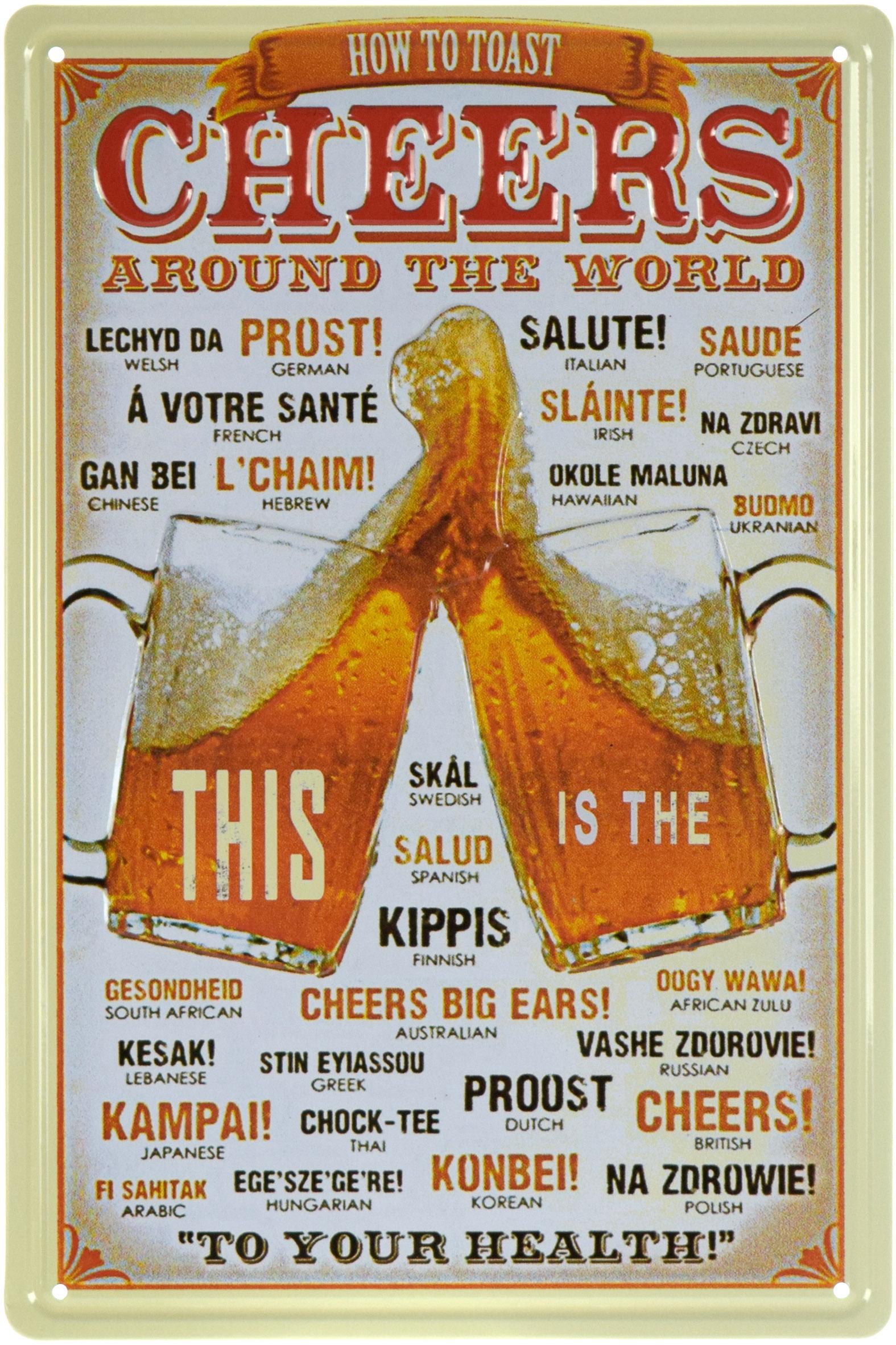 Табличка металлическая Тосты Во Всем Мире/Cheers From Around The World 20x30 см