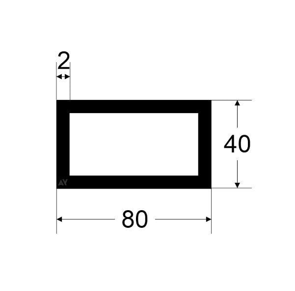 Труби алюмінієві анодовані 80х40х2 мм (060578) - фото 2