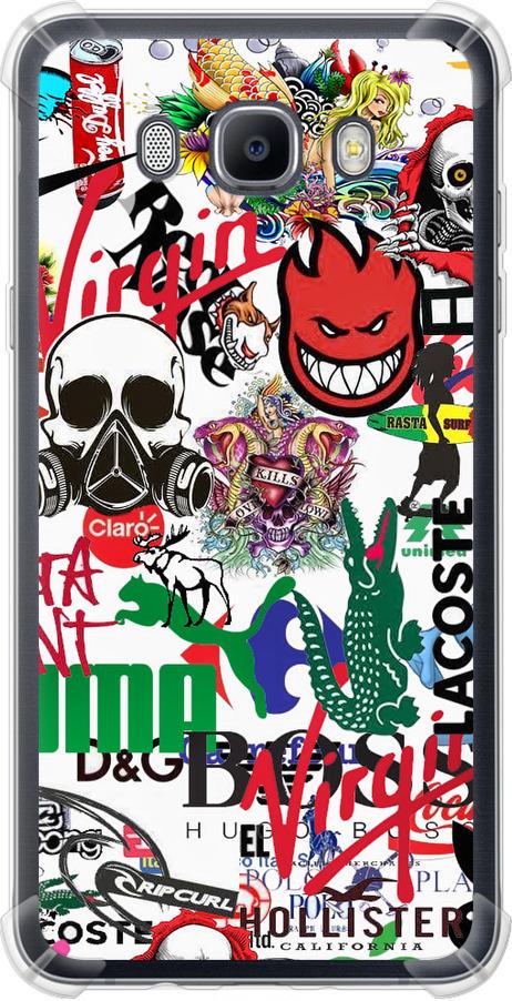 Чехол на Samsung Galaxy J7 (2016) J710F Many different logos (4022sp-263-42517)